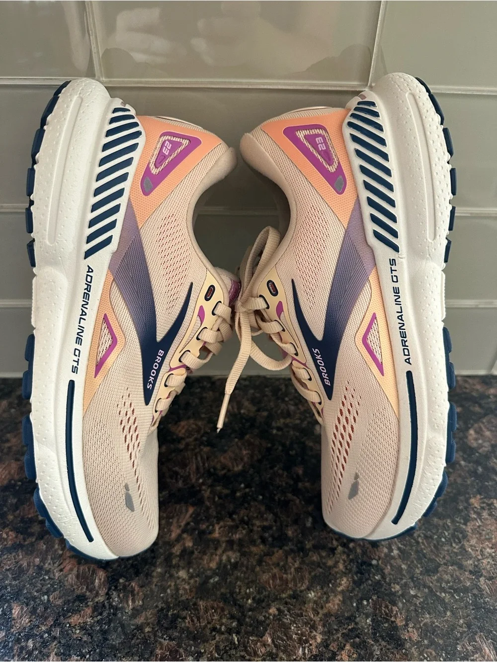 Brooks Adrenaline GTS 23 Women's Running Shoes in Blush Pink and Navy